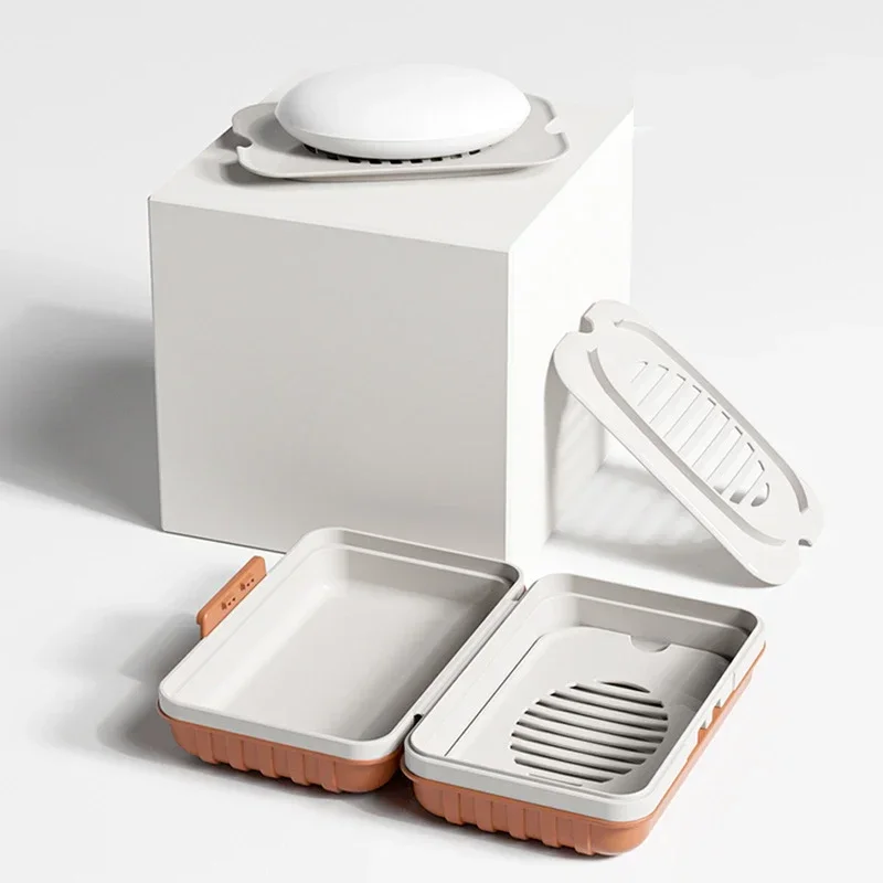Home Essentials Bathroom Storage - Kunststoff-Seifenschale mit Deckel für Badezimmer, Reise-Seifenbox,