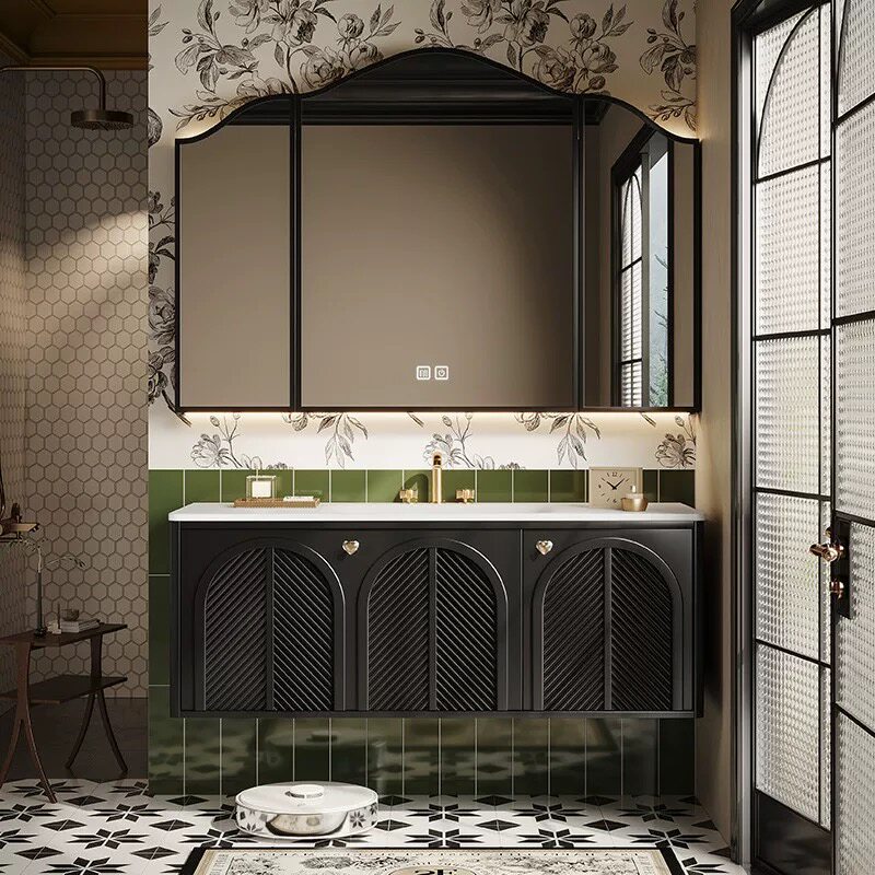 Home Bathroom Vanity Combo - Einzigartiger wasserdichter Badezimmerspiegelschrank aus Holz, luxuriöser
