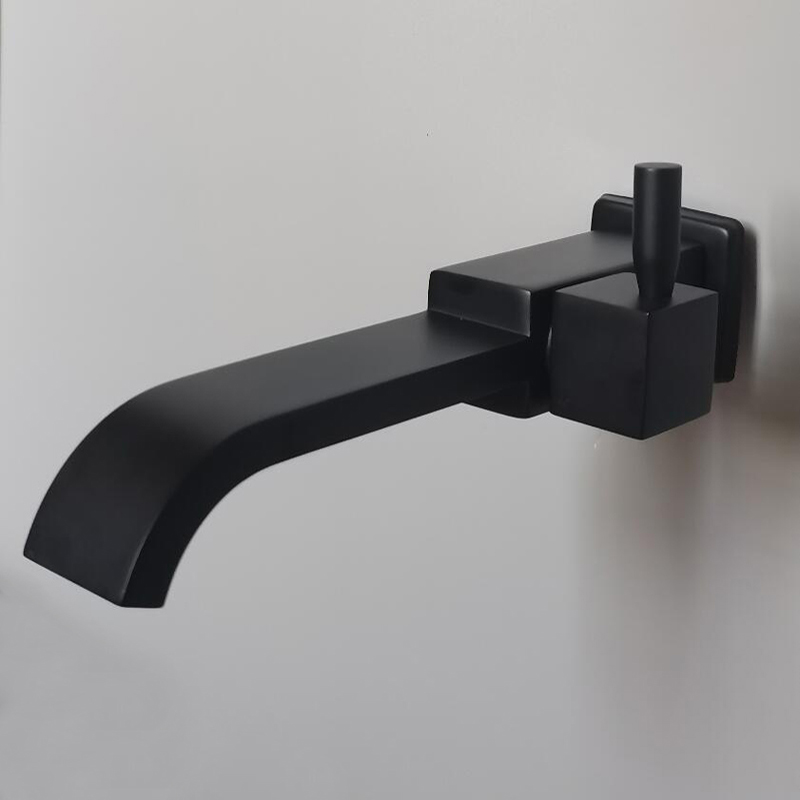 Basin Mixer Tap - Kaltschwarzer Wasserhahn aus Messing, Wandmontage, goldfarbener