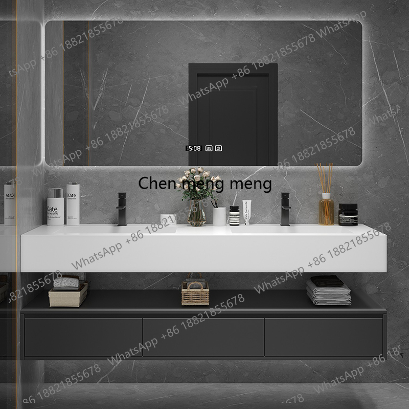 Home Bathroom Vanity Combo - Schwarzes Beleuchtungsregal, Badezimmerschrank-Organizer, Luxus-Hotel-Toiletten-Badezimmerschrank, Waschtisch, Meuble