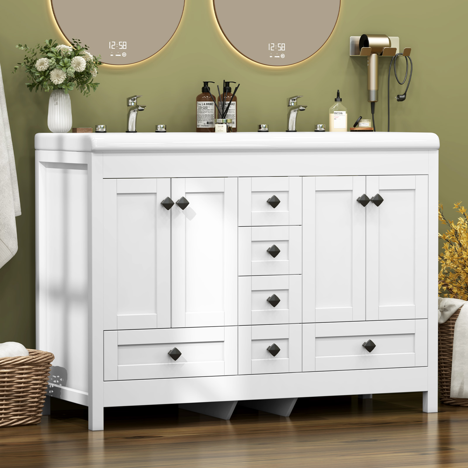 Home Bathroom Vanity Combo - 47,3 Zoll großer weißer Badezimmerschrank mit