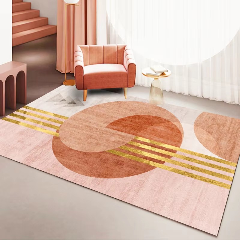 Home Bathroom Trends - VIKAMA Makronenfarbener Abstrakter Teppich für Schlafzimmer,