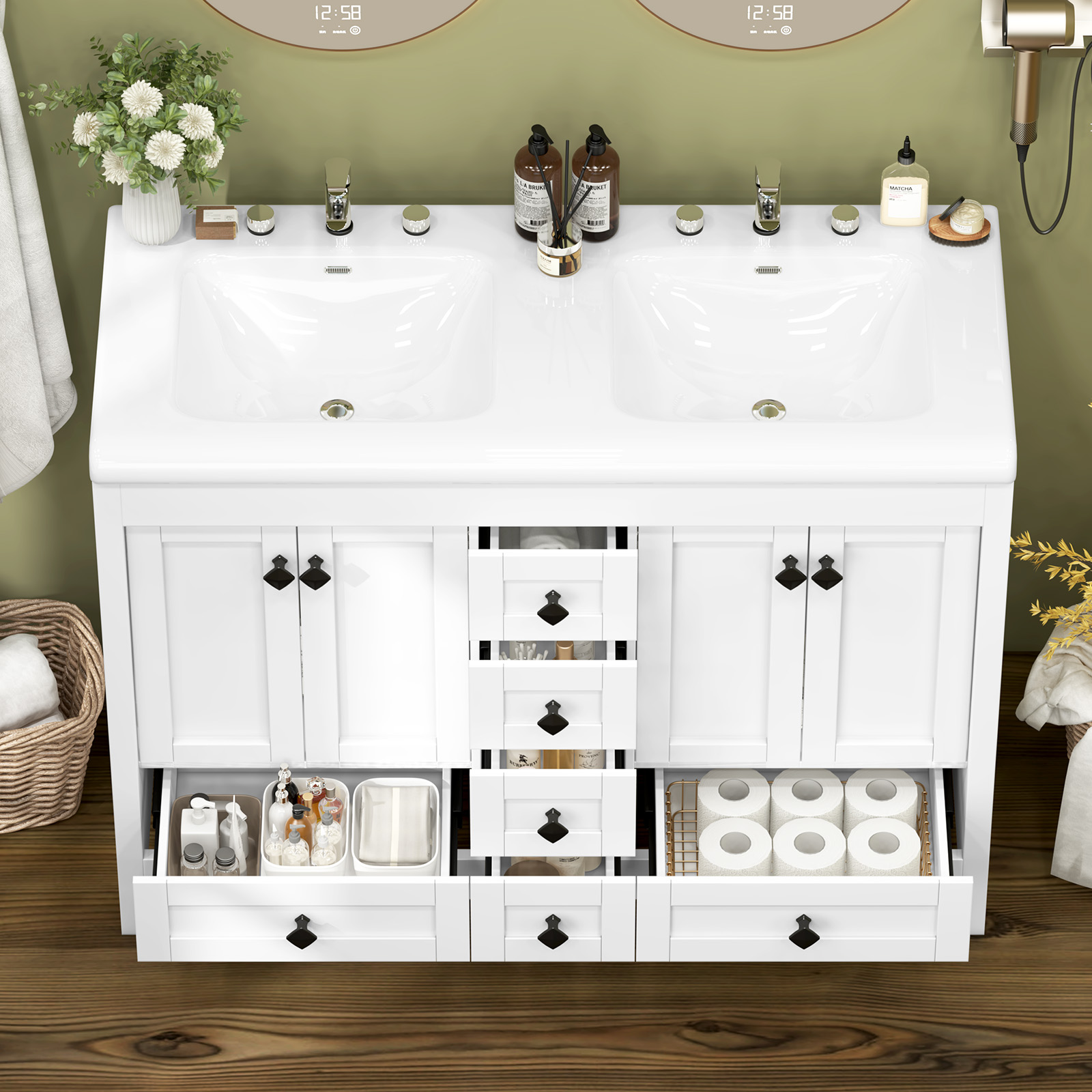 47,3 Zoll großer weißer Badezi – Home Bathroom Vanity Combo Bewertung und Preis