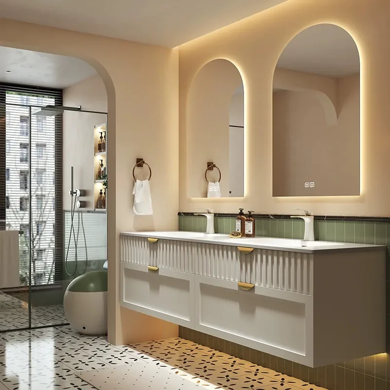 Cremefarbener Badezimmerschran – Home Bathroom Vanity Combo Bewertung und Preis