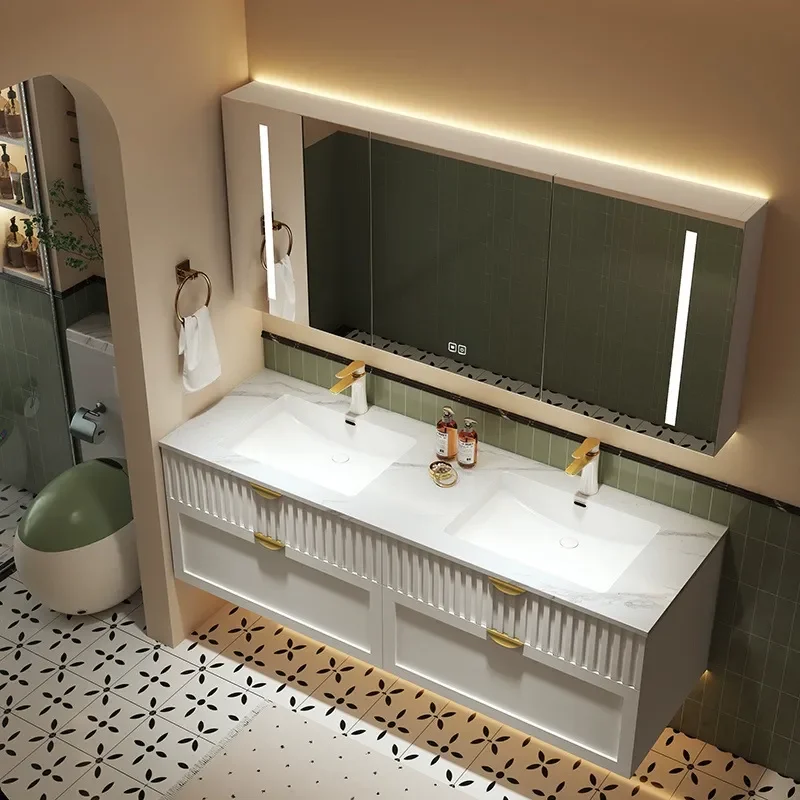 Cremefarbener Badezimmerschran – Home Bathroom Vanity Combo Bewertung und Preis